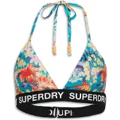 Superdry für Damen. W3010400A Triangel-Bikinioberteil mit Logo mehrfarbig (XL), Blau, Strandbekleidung, Recyceltes Polyester, Nachhaltig