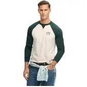 Superdry für Herren. M6010915A Vintage Athletic Baseball-T-Shirt grün (S), Lässig, Baumwolle, Langarm