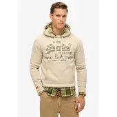 Superdry für Herren. M2014122A Vintage Heritage beige Kapuzensweatshirt mit Logo (XL), Lässig, Baumwolle