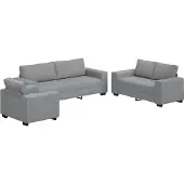 vidaXL 3-tlg. Sofagarnitur mit Kissen Hellgrau Stoff