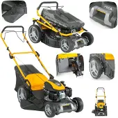 Stiga Combi 48 SQ HandgefÃ1/4hrter Rasenmäher, 4-Takt Benzinmotor, 46cm Schnittbreite, Radantrieb, Mulchmäher, Grasfang seitlich