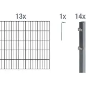 Alberts Doppelstabmatten Zaun, Höhe 160 cm, Länge 26 m, Zaun-Komplettset zum Einbetonieren, anthrazit, Pfosten 60x40 mm