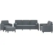 vidaXL 4-tlg. Sofagarnitur mit Kissen Dunkelgrau Samt