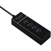 Cadorabo 4-Port USB 3.0 Multischnittstelle Plug&Play USB 3.0 Anschluss USB-C Ladeanschluss für Laptops Schwarz