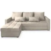 Masseno Ecksofa KOS PIK M mit Schlaffunktion L-Form, Sofa mit Bettkasten, Wohnzimmersofa, Couch, Soffa, Bettsofa, Couchgarnitur- Creme, MONOLITH 04