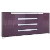 Vladon SIDEBOARD Sylt Brombeer Hochglanz / Weiß Hochglanz