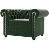 S-Style Möbel CHESTERFIELD-SESSEL Nyx Flasche grün Samt