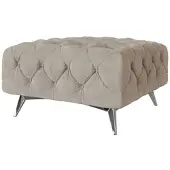 S-Style Möbel HOCKER Chesterfield Laura Dunkle Creme Samt