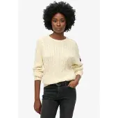 Superdry für Damen. W6110610A Slouchy Cable beige Pullover (L), Lässig, Baumwolle