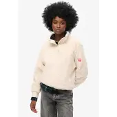 Superdry für Damen. W2012372A Super Henley beige Vlies (XL), Lässig, Polyester