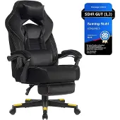 Songmics Gaming-Stuhl mit Fußstütze und verstellbarem Kopfkissen tintenschwarz OBG077B08