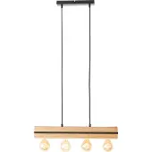 Brilliant moderne Pendelleuchte BENNY | Hängelampe im Nature-Style mit schwarzen Details | Metall/Bambus | vier E27 Fassung max. 40 Watt