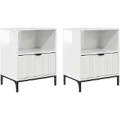 vidaXL Nachttisch 2 Stk. Hochglanz Weiß 49 x 36 x 61 cm Holzwerkstoff