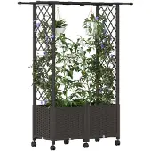 vidaXL Hochbeet mit Rankgitter und Dach Braun 124,5 x 40 x 142 cm PP