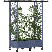 vidaXL Hochbeet mit Rankgitter und Dach Grau 122,5 x 40 x 127 cm PP