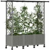 vidaXL Hochbeet mit Rankgitter und Dach Hellgrau 162,5 x 40 x 142 cm