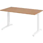 Bümö Schreibtisch Serie-XB - Nachbildung: Nussbaum, Gestell: Weiß, Größe: 140 x 80 cm