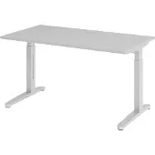 Bümö Schreibtisch Serie-XB - Gestell: Silber, Nachbildung: Grau, Größe: 140 x 80 cm