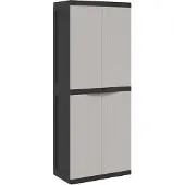 vidaXL Gartenschrank Grau und Schwarz 65x37x165 cm PP