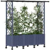 vidaXL Hochbeet mit Rankgitter und Dach Grau 162,5 x 40 x 142 cm PP