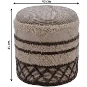 FineBuy Sitzhocker mit Stauraum Wolle 40cm Beige Stoffhocker Rund Polsterhocker Stoff