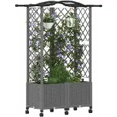 vidaXL Hochbeet mit Rankgitter und Dach Hellgrau 122 x 40 x 144 cm PP