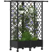 vidaXL Hochbeet mit Rankgitter und Dach Schwarz 124 x 40 x 127 cm PP