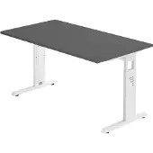 Bümö Schreibtisch Serie-O - Nachbildung: Graphit, Gestell: Weiß, Größe: 140 x 80 cm