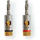 Nedis Bananestecker - Gerade - Stecker - Vergoldet - Schraube - Kabeleingangsdurchmesser: 3.0 mm - Metall - Gold - 2 Stück - Verpackung mit Sichtfenster