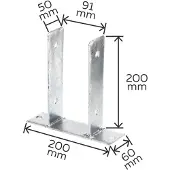 GAH Alberts U-Pfostenträger ETA-10/0210 91x200x60x50x200mm feuerverzinkt zum Aufschrauben