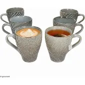 MamboCat 6er Set Sid light Kaffeebecher 410ml Steingut Rillen-Relief Tee-Tasse Kakao