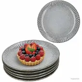 MamboCat 6er Set Sid light Kuchenteller Ø22cm Steingut Dessert Relief Frühstück