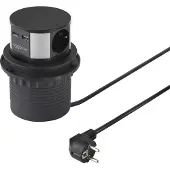 Sygonix SY-6887466 Steckdosenturm 3fach Schwarz, Silber Schutzkontakt 1 St.