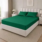 TRAUMSCHLAF Mako-Satin Haustuch Bettlaken 180x280 cm | dunkelgrün - grün