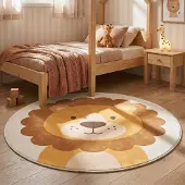 Little Olly Waschbarer Spielteppich Rund - Sammy Lion Braun Ø 100cm