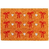 Relaxdays Kokos Fußmatte mit Motiv 60x40 cm Weiß,Hellbraun,Rot