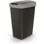 Prosperplast Abfallbehälter 12l mit Deckel KEDEN COMPACTA Q schwarz mit grauem Rand