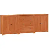 vidaXL Sideboard mit Schubladen 3 pcs Wachsbraun Massives Kiefernholz