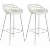 Idimex Barhocker IREK im Retro-Design, bequemer Tresenhocker im 2er Pack, praktischer Bistrostuhl aus Kunststoff weiß