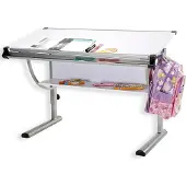 Idimex Kinderschreibtisch Schülerschreibtisch CINDY, höhenverstellbar und neigungsverstellbar, Schreibtisch neigabarin weiß, stabiles Metallgestell