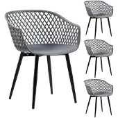 Idimex Gartenstühle MADEIRA im 4er Set, Anthrazit - Schalenstühle im Retro Design, für Indoor & Outdoor geeignet, Sitzschale aus UV-beständigem Polypropylen, Esszimmerstühle mit Armlehne modern