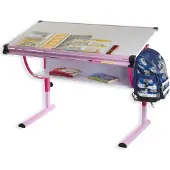 Idimex Kinderschreibtisch Schülerschreibtisch CARINA in rosa pink, Schreibtisch höhenverstellbar und neigungsverstellbar