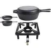 ALL' GRILL Hockerkocherset klein mit Gusseisenpfanne 26 cm ohne Zündsicherung
