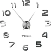 Ruhhy 22143 Design-3D-Wanduhr, 130 cm, silberfarben