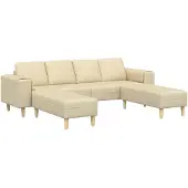 vidaXL Wohnzimmer Couch 3 stk. Creme Polyester