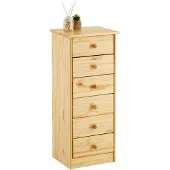 Idimex Kommode Hochschrank Anrichte RONDO, 6 Schubladen, Kiefer massiv, natur lackiert