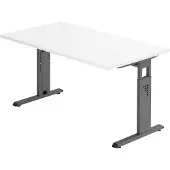 Bümö Schreibtisch Serie-O - Nachbildung: Weiß, Gestell: Graphit, Größe: 140 x 80 cm