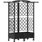 vidaXL Hochbeet mit Rankgitter und Dach Schwarz 124 x 40 x 129 cm PP