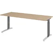 Bümö Schreibtisch Serie-XB - Nachbildung: Eiche, Gestell: Graphit/Alu poliert, Größe: 200 x 80 cm