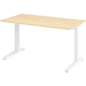 Bümö Schreibtisch Serie-XB - Nachbildung Ahorn, Gestell: Weiß, Größe: 140 x 80 cm